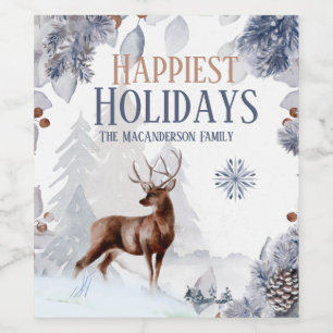 Etiqueta Para Botella De Vino Nevada en el bosque de invierno