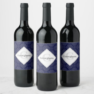 Etiqueta Para Botella De Vino Nieve de invierno de estilo Ditsy personalizada Án