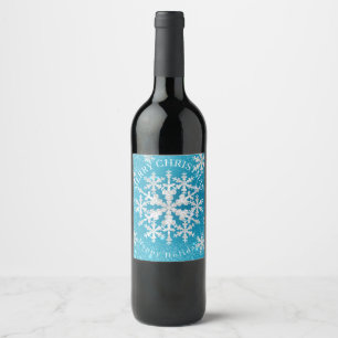 Etiqueta Para Botella De Vino Nieve sobre Aqua White