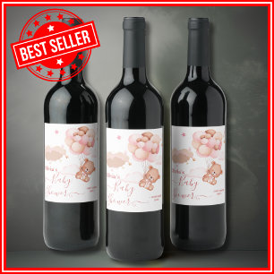 Etiqueta Para Botella De Vino No Podemos Esperar Más Fiesta de Bebé Niña Rosa