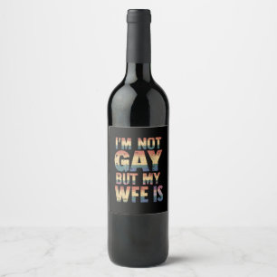 Etiqueta Para Botella De Vino No soy gay pero mi esposa es Boda LGBT arcoiris