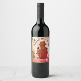 Etiqueta Para Botella De Vino Noche de Brujas