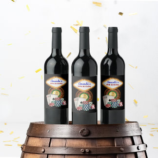 Etiqueta Para Botella De Vino Noche de Casino de Vegas Cumpleaños / Fiesta de De