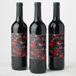 Etiqueta Para Botella De Vino Noche de hojas rojas ostentosamente estropeadas ca