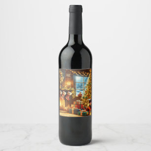 Etiqueta Para Botella De Vino Nochebuena acogedora