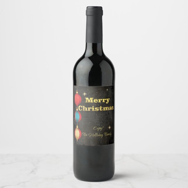 Etiqueta Para Botella De Vino Nochebuena estrellada (Anverso)