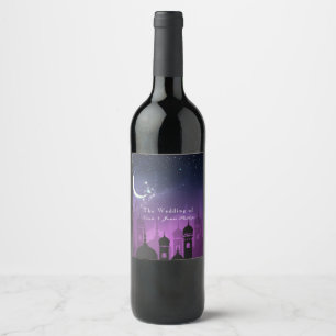 Etiqueta Para Botella De Vino Noches árabes Noche morada morada de vino morado