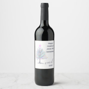 Etiqueta Para Botella De Vino Noel 2020 elegante árbol de Navidad pastel