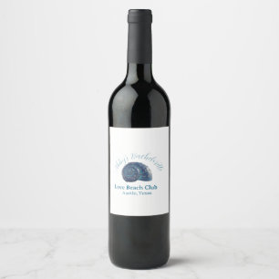 Etiqueta Para Botella De Vino nombre de fiesta de soltera club de playa mar azul