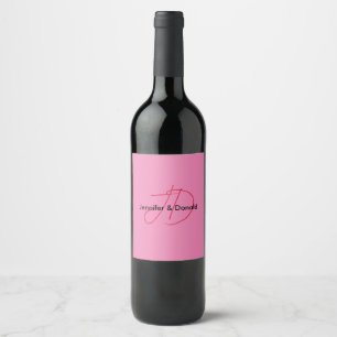 Etiqueta Para Botella De Vino Nombre de monograma clásico de escritura a la moda