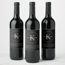 Etiqueta Para Botella De Vino Nombre de monograma sofisticado de familia de Pers