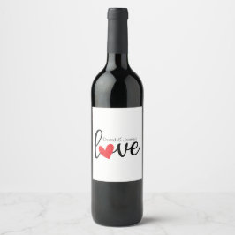Etiqueta Para Botella De Vino Nombre de pareja personalizada Amor Script Corazón