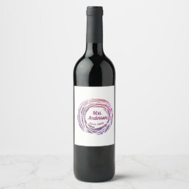 Etiqueta Para Botella De Vino nombre de sra rosa malva borde desde año bodas nov