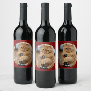 Etiqueta Para Botella De Vino Nombre de texto de foto de gatito, reemplazar, per