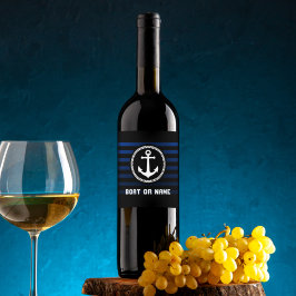 Etiqueta Para Botella De Vino Nombre del capitán del Ancla Náutica y a rayas del