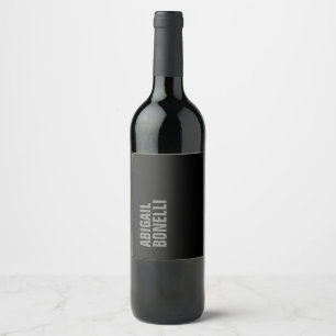 Etiqueta Para Botella De Vino Nombre minimalista negrita y gris moderno