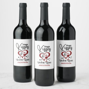 Etiqueta Para Botella De Vino Nombre personalizado abraza besos y deseos de San 