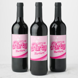 Etiqueta Para Botella De Vino Nombre personalizado del Fiesta del Purpurina rosa