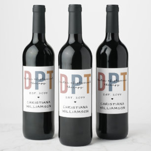 Etiqueta Para Botella De Vino Nombre personalizado DPT Médica de Terapia Física