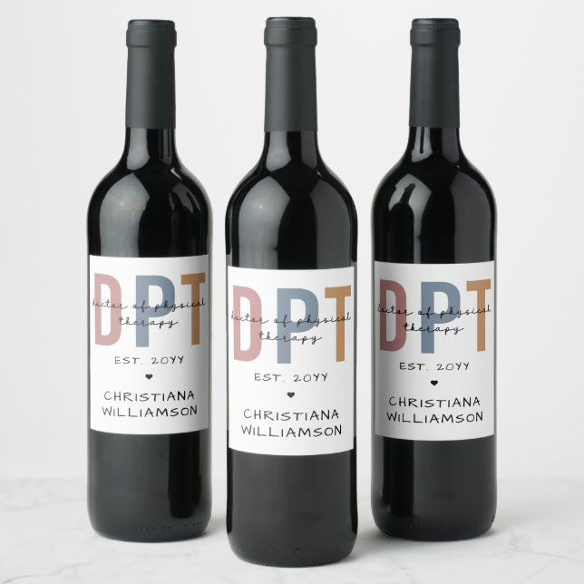 Etiqueta Para Botella De Vino Nombre personalizado DPT Médica de Terapia Física (Botellas)