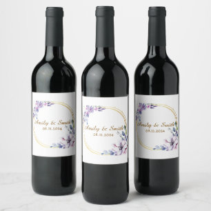 Etiqueta Para Botella De Vino Nombre Personalizado Elegante Boda Elegante Modern