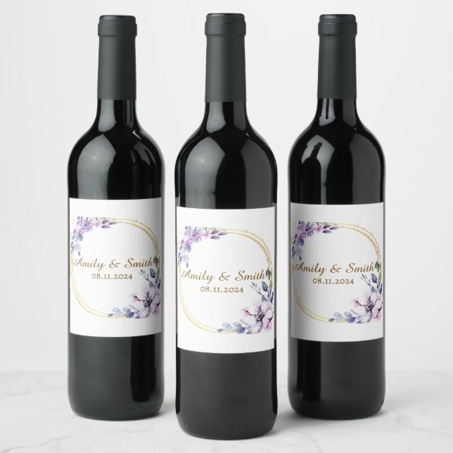 Etiqueta Para Botella De Vino Nombre personalizado elegante moderno boda . (Botellas)