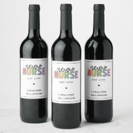 Etiqueta Para Botella De Vino Nombre personalizado Enfermero de neuroenfermería