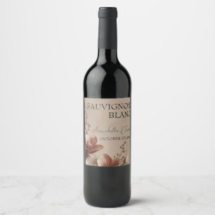 Etiqueta Para Botella De Vino Nombre personalizado floral romántico de magnolia
