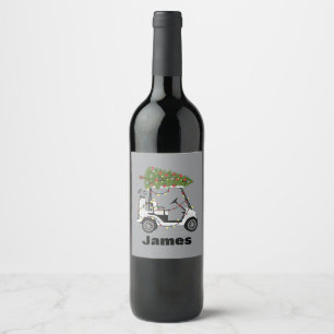 Etiqueta Para Botella De Vino Nombre Personalizado Golfista Navidad Carro de Gol
