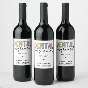 Etiqueta Para Botella De Vino Nombre personalizado Higienista dental Regalos RDH