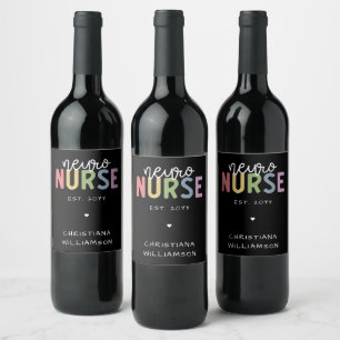 Etiqueta Para Botella De Vino Nombre personalizado Neuro Enfermero Neurociencia