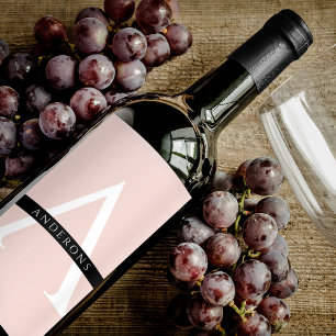 Etiqueta Para Botella De Vino Nombre personalizado rosa pastel minimalista