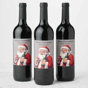 Etiqueta Para Botella De Vino Nombre personalizado y texto divertidos Santa borr