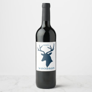 Etiqueta Para Botella De Vino Nombre y año modificables   Buck, Deer