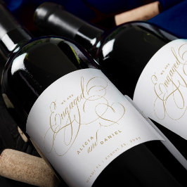Etiqueta Para Botella De Vino Nos comprometemos fiesta de compromiso de oro