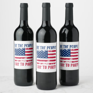 Etiqueta Para Botella De Vino Nosotros, el pueblo, la Bandera de Estados Unidos