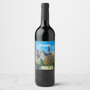 Etiqueta Para Botella De Vino Notre Dame de París en Francia
