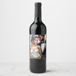 Etiqueta Para Botella De Vino Novia negra y Boda africano de Groom