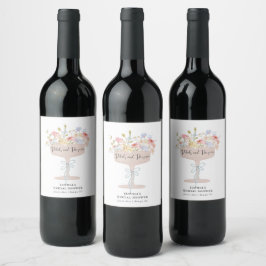 Etiqueta Para Botella De Vino Novia Pétalos y Prosecco Personalizado