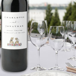 Etiqueta Para Botella De Vino Novia y Novio Dinosaurio Personalizados para Boda