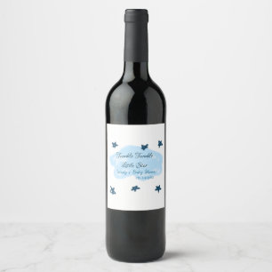 Etiqueta Para Botella De Vino Nubes azules parpadean Twinkle Little Star baby sh