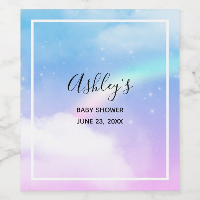 Etiqueta Para Botella De Vino Nubes mágicas pasteles y arcoiris (Etiqueta única)