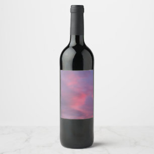 Etiqueta Para Botella De Vino Nubes Rosadas Azules