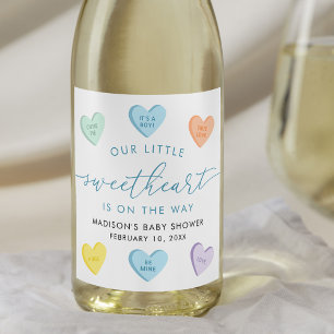 Etiqueta Para Botella De Vino Nuestro Pequeño Corazón Dulce Fiesta de Revelación