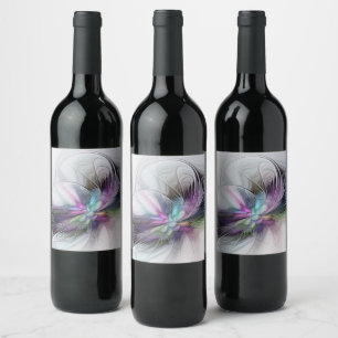 Etiqueta Para Botella De Vino Nueva vida, colorida abstracción de fantasía artís