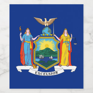 Etiqueta Para Botella De Vino Nueva York: El Estado Imperio, casa de bandera gra