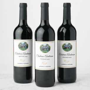 Etiqueta Para Botella De Vino Nuevo castillo de fotos en casa apellido Monograma