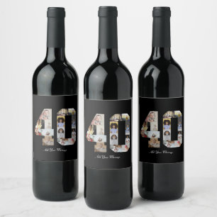 Etiqueta Para Botella De Vino Número 40 Collage de fotos