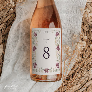 Etiqueta Para Botella De Vino Número de mesa de boda Art Nouveau floral de Borgo