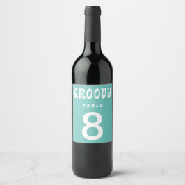 Etiqueta Para Botella De Vino Número de mesa de boda retro minimalista de playa